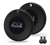 Bluetooth Tracking Tag with Leather Keychain, MFi Certified Key Finder Locator, Luggage Tracker, Works with Find My App iOS Only, Item Finder for Car Keys, Bags, Backpacks, 2-Pack