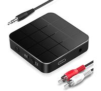 Bluetooth Transmitter Receiver, 2 in 1 Adapter Bluetooth 5.3 High Definition Low Latency Audio Adapter with RCA & 3.5 mm AUX compatible, for TV PC Headphones Speakers Car Radio