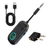 Bluetooth Transmitter Receiver 5.3 [2 in 1] Airplane Bluetooth Adapter Compatible With 2 AirPods or Wireless Headphones 3.5mm AUX Jack For TV Airplane Home Audio Speakers Headphones And Car