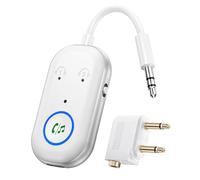 Bluetooth Transmitter Receiver, Aux Wireless Adapter Bluetooth 5.3, 2-in-1 Transmitter for TV, Airplane, Home Stereo, Speakers, Headphone, Car, 3.5mm Jack Dual Connection （White）