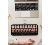 Bluetooth+USB Wireless Keyboard 84 keys Retro Round Keycaps Cute Bear Wireless Keyboard for Windows/Androids/iOS-Black Pi