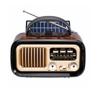 Bluetooth Vintage Retro Radio, Small AM FM Transistor, Battery or Solar Operated Radio, Rechargeable Radio, TWS, Support TF Card/USB Playing (Black)