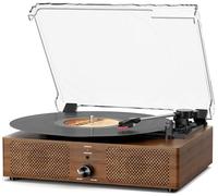Bluetooth Vinyl Record Player with Built-in Speakers and USB Strap-Driven Vintage Phonograph Player, 3 Speed LP Player, Support USB Playback and Recording