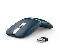 Bluetooth Wireless Arc Travel Mouse, Dual Model (2.4G+BT5.1) Rotating Foldable Mouse for Microsoft, Rechargeable Slim Portable Mice for Laptop, Notebook, PC, MacBook, Chromebook - Sapphire Blue