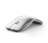 Bluetooth Wireless Arc Travel Mouse, Dual Model (2.4G+BT5.1) Rotating Foldable Mouse for Microsoft, Rechargeable Slim Portable Mice for Laptop, Notebook, PC, MacBook, Chromebook - Silver