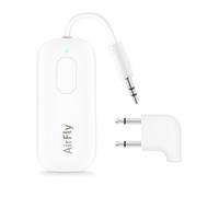 Twelve South AirFly Pro Deluxe Bluetooth 5.0 Transmitter/Receiver for TV/Airplane to 2 Wireless Headphones - Wireless Adapter for AirPods, Airplane, Car, Gym, Home, Use With 3.5 mm Audio Jack, White