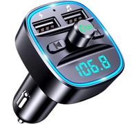 Bluetooth Wireless Dual USB Ports FM Transmitter Adaptor for Cars,MP3 Player, Hands-Free Calling,Wireless Radio Receiverual USB Ports (5V/2.4A & 1A), LED Screen, Support TF Card & USB Flash Drive
