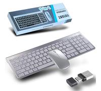Bluetooth Wireless Keyboard and Mouse Set, USB-C & 2.4GHz & 3 Bluetooth Rechargeable Silent Cordless Keyboard Mouse Combo, Switch Across Four Devices, for Mac,Laptop,PC,Microsoft,ipad, Phone/QWERTY