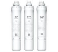 Bluevua RO100ROPOT Replacement Filter Set, Pack of 3 Filters (1 PP, 1 CTO, 1 PCF)
