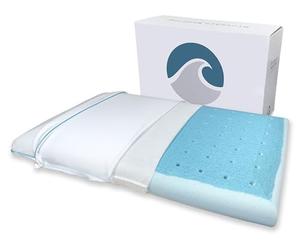 Bluewave Bedding Super Slim CarbonBlue Max Cool Gel Memory Foam Pillow for Stomach and Back Sleepers - Thin, Flat Design with Advanced Cooling (3.25-Inch Height, Standard Size)