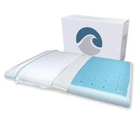 Bluewave Bedding Ultra Slim CarbonBlue Max Cool Gel Memory Foam Pillow for Stomach and Back Sleepers - Thin, Flat Design with Advanced Cooling (2.75-Inch Height, Standard Size)