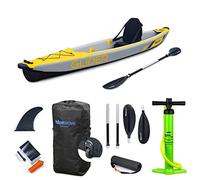 Bluewave Inflatable Kayak - Single - Complete Set Including 'Glider' 1-Person Kayak, Seat, Paddle, Fin, Storage Bag & Pump Included - High PSI - The Complete Solo Kayaking Package