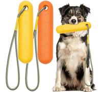 Blueweenly 2 Pcs Dog Pool Float Toy with Throw Rope 8.66 x 2 Inch Dog Bumpers for Water Retrieving Puppy Training Chew Toys for Hunting Training Pool Outdoor (Yellow, Orange)