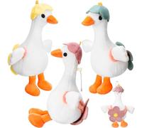 Blueweenly 3 Pcs Goose Stuffed Animal Accessories 6 Inch Silly Goose Plush Keychain for Baby Shower Birthday Farm Animal Themed Party Favors Gifts (Back Flower)