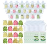 Blueweenly 30 Sets Inspirational Crochet Frog Gifts Bulk Back to School Student Gifts Positive Handmade Frog Crochet Desk Decor with Encouraging Cards for Teacher Office Staff Coworker Employee