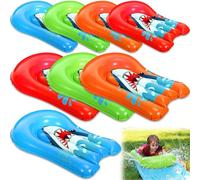 Blueweenly 8 Pcs Shark Inflatable Bodyboards for Water Slides, Shark Inflatable Surfboard 21.2 x 15 Inch Portable Surf Boards for Kids Body Boards Garden Lawn Water Slide Accessories(Mixed Colors)
