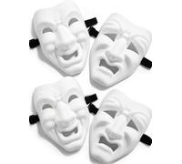 Blueweenly Blank DIY Comedy & Tragedy Masks Halloween Costume Props | Iconic Smiling & Weeping, DIY Friendly, PVC Matte Surface Texture, for Coloring Painting, Costume Accessories, Lightweight