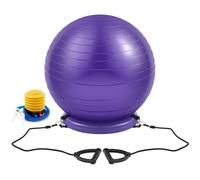 Blueweenly Yoga Ball Chair with Inflatable Stability Base Resistance Bands 65 cm Stability Ball Large Exercise Ball for Home Workout Office Desk Sitting Gym Fitness Back Pain Balance, Include Air Pump