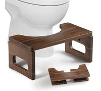 BLUEWEST Foldable Poop Stool, Acacia Wood Toilet Stool for Potty Training, 7 Inch Collapsible Bathroom Aid, Folding Non-Slip Squat Platform for Adults (Walnut, 16.9''L x 8.7''W x 7.1''H)