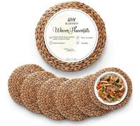 BLUEWEST Woven Placemats, (Sizes:11.8"-13.5''-15") Round Placemats Rattan Placemats, Wicker Water Hyacinth Placemats, Braided Placemats Set, Heat Resistant/Anti-Slip for Dinner Plate (11.8'', Set 6)