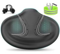 BLUEWIND New Noseless Oversized Bike Seat, Wide Bicycle Saddle Novel Backrest Design for Electric Bike, Fits Most Exercise Bike or Road Stationary Bike Seat Cushion for Men & Women (Black)