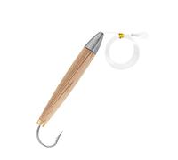 BLUEWING 6in Cedar Plug Fishing Lures for Tuna 2pcs Saltwater with 150LB Fluorocarbon Line & Mustad Hook Wood for Marlin and Other Big Game Fish