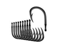 BLUEWING Big Game Live Bait Hooks Heavy Duty Cutting Point Fishing Hooks High Carbon Steel Hooks Extra Sharp Fish Hooks for Freshwater Saltwater Fishing, Size 9/0, 10pcs