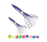 BLUEWING Lot of 10 Skirt Shell Squid with Float Inside 6in/9in Trolling Bulb Squid for Tuna, Wahoo, Mahi, Marlin, Big Game Fish Purple 23cm / 9inch