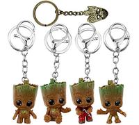 BlueXP 4 Pack Key Ring Pendant Guardians of Galaxy Baby Groot Keychain Holder with Lobster Snap Clip for Decoration Women Men Kids Handbag School Bag