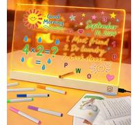 BlueXP LED Drawing Board Doodle Glow Pad with 7 Color Pens Acrylic Light Up Drawing Board Kids Reusable Message Note Creative Tracing Lamp Home School Gift White