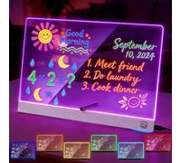 BlueXP RGB LED Drawing Board for Children White Acrylic Light Up Doodle Glow Pad with 7 Color Pens Stickers Story Papers Creative Drawing Lamp and Reusable Message Board for Kids Home School Gift