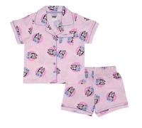 Bluey, 100% Cotton Button up Short Sleeved Pyjama Set, Pink, 3-4 Years: 104cm