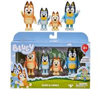Bluey 13009 and Family: , Bingo, Bandit and Chilli 4 Figure pack Articulated Character Action Figures 2.5 inches Official Collectable Toy, Multicoloured