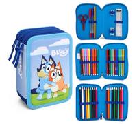Bluey 3 Tier Large Pencil Case Multi Compartment School Supplies Stationery Colouring Pens Pencils Sets