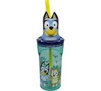 Bluey 3D Figurine Cup with Straw - 360ml BPA-Free Plastic Tumbler - Reusable Kids Drinkware for School, Camping, Picnics - Fun Character Cup for Toddlers & Children