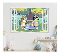 Bluey 3D Window Wall Sticker Decal Home Decor Mural Wall Art--Large: 65x43 cm