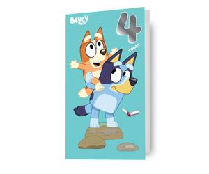 Bluey '4 Today' 4th Birthday Card
