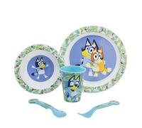 Bluey Reusable Microwavable Children's Tableware Set with Cup, Plate, Bowl and Cutlery, Multicoloured, Estándar, Casual