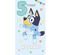 Bluey 5th Birthday Card, Childrens Birthday Card Age 5 Birthday Celebration