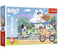Bluey 60 Piece Jigsaw Puzzle for Kids - Colourful Bluey, Bingo, Bandit & Chilli Bike Ride Scene - 330×220 mm Educational Puzzle for Children Age 4+ - Bright, Fun, Cognitive Learning Activity by Trefl