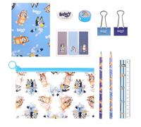 Bluey 9pcs Transparent Filled Pencil Case Stationery Set Waterproof Boys Girls Kids Children School Travel Exam