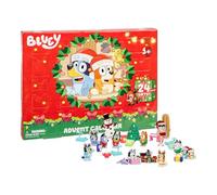 Bluey Advent Calendar, Find 4 Mini Figures, Bingo, Muffin And Socks, 12 Other Accessories, 3 paper standees and 5 stickers to reveal Behind 24 Windows