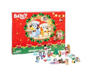 Bluey Advent Calendar, Find 4 Mini Figures, Bingo, Muffin And Socks, 12 Other Accessories, 3 paper standees and 5 stickers to reveal Behind 24 Windows