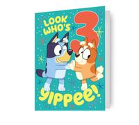 BLUEY BIRTHDAY CARD AGE 3 BLUEY 3RD BIRTHDAY CARD