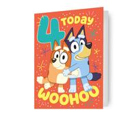 BLUEY BIRTHDAY CARD AGE 4 BLUEY 4TH BIRTHDAY CARD
