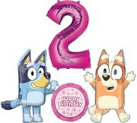Bluey and Bingo Girl 2nd Birthday Party Supplies Foil Balloon Bouquet Decorations