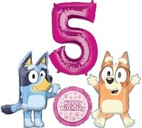 Bluey and Bingo Girl 5th Birthday Party Supplies Foil Balloon Bouquet Decorations