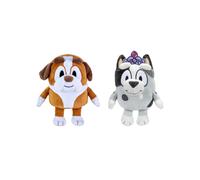Bluey and Friends - 2 Pack Soft Stuffed Animals (Princess Muffin & Winton) Approximately 6 Inches - Cuddly Plush Toys for Kids Embroidered Face