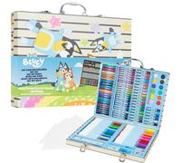 Bluey Art Set for Kids Art Supplies Paints Colouring Pens Colouring Pencils Crayons Carry Case Arts and Crafts Kids Gifts (Blue Case)