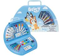 Bluey Art Set for Kids Colouring Pencils Paints Felt Tip Pens Crayons Stationery Crafts Girls Boys Art Supplies Preschool Travel 40 Plus Pcs Gift Set (Blue Halfmoon Case)